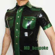 metalic green latex police shirt